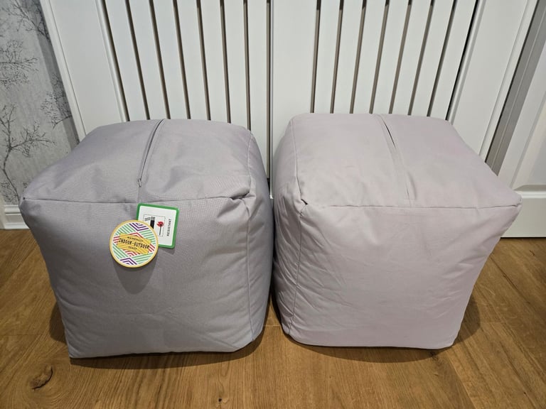 image for Grey cube beanbag footstools x2 - BRAND NEW