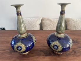  Pair of Attractive & Decorative Art Nouveau Royal Doulton Vases
