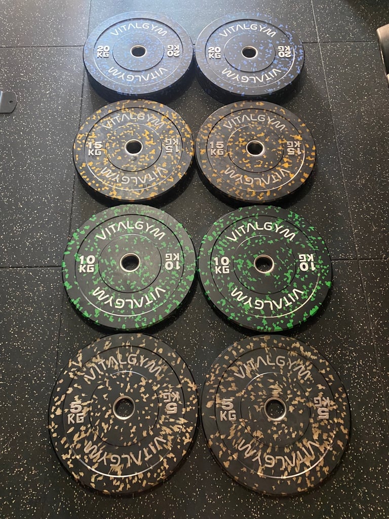 image for Vital Gym 100kg colour fleck Olympic bumper plate set RRP: £466.00