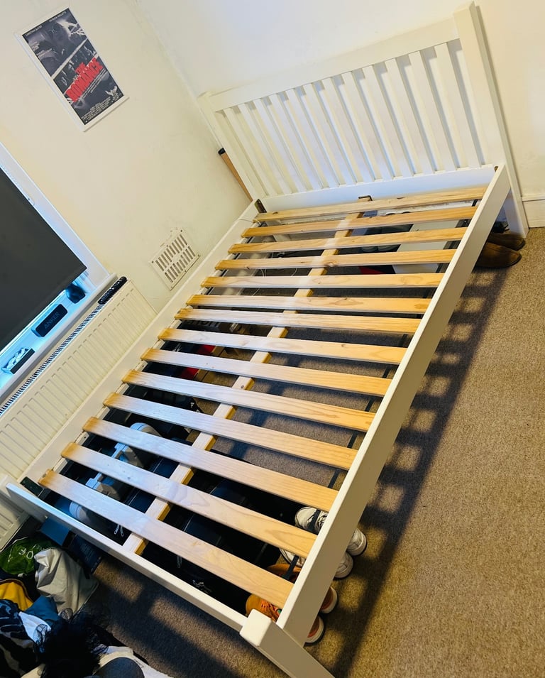 image for White Wooden Double Bed Frame