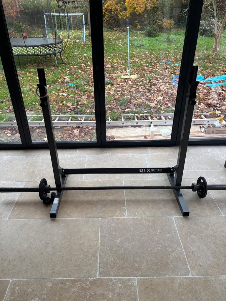 image for Weight bar, weights, rack and Pull up mate