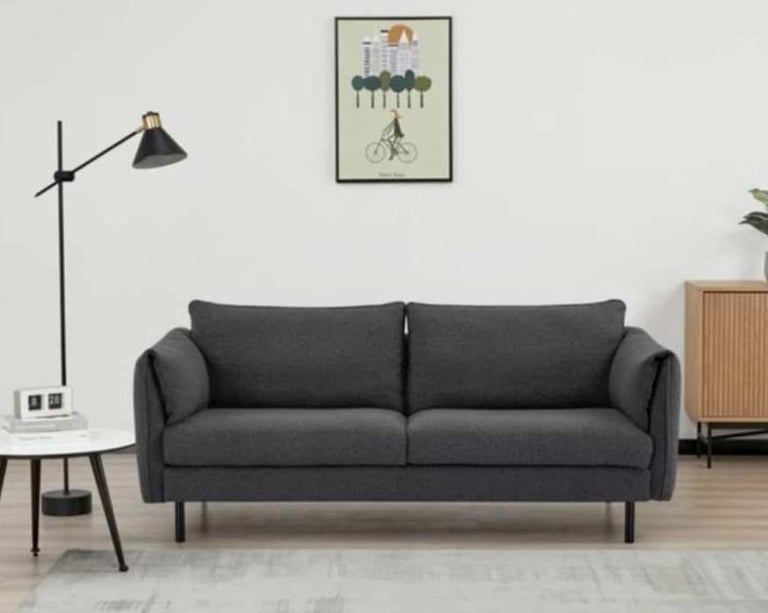 Unused Boucle 3 Seater Sofa - Grey.