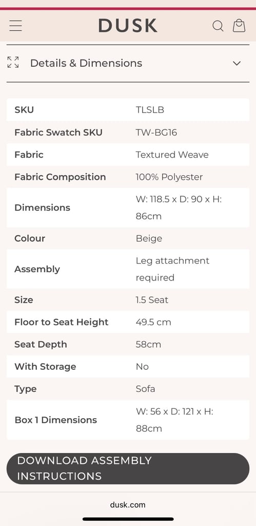 Love Seat **collection only**