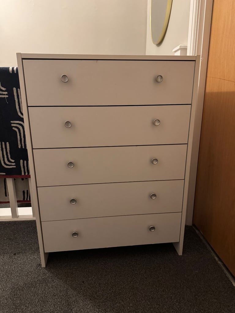 image for White 5-Drawer Chest of Drawers – Modern Minimalist Style (IKEA-Style)