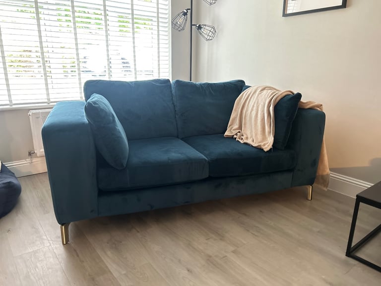 3x2 blue velvet sofa 