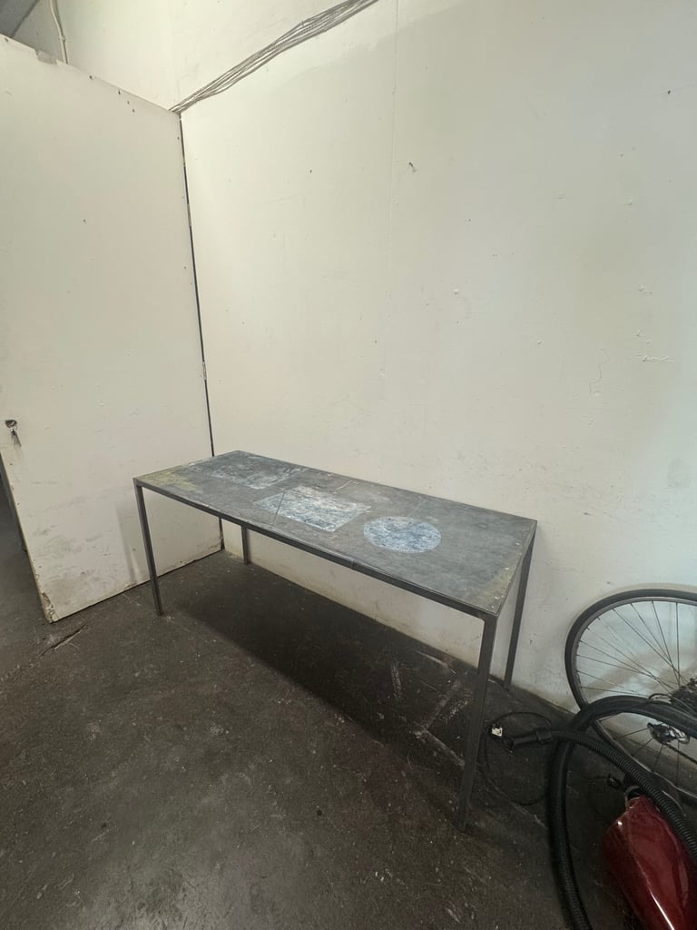 Industrial metal wooden artist desk studio dining table wood vintage antique paint