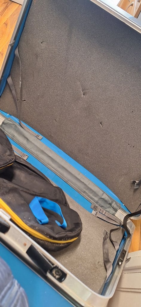 Hard wheeled case for transporting a bicycle eg to take on a plane journey. 