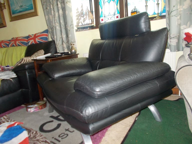 image for Danish design modern black leather statement armchair  v g c  rrp . £2550