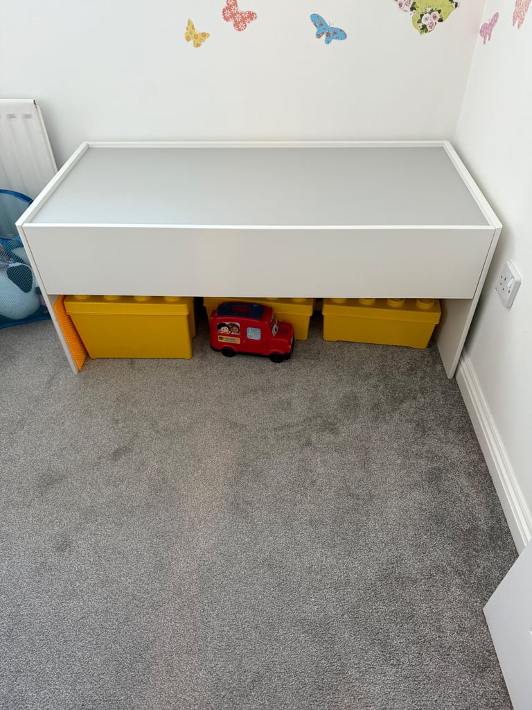 image for IKEA DUNDRA Activity table with storage, white/grey