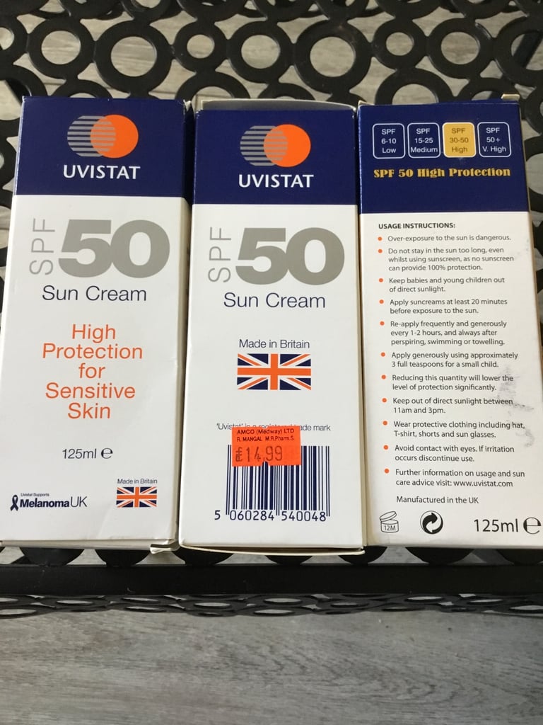 image for Uvistat SPF 50 Sun Cream x 3 Tubes 