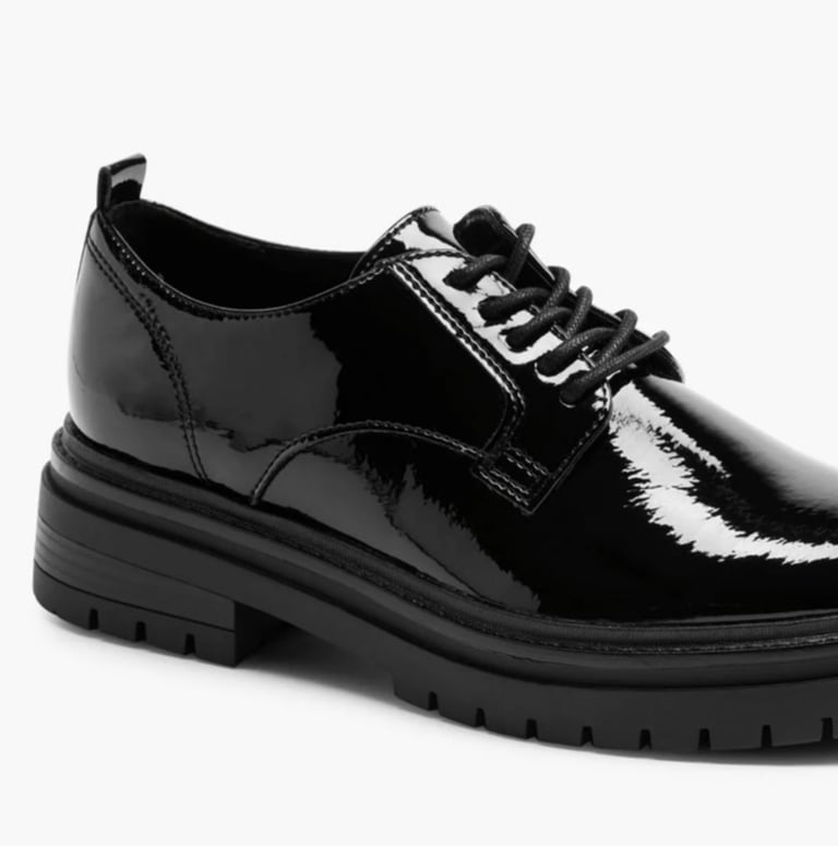  Diechman Women's size 6 Black Patent Lace Up BrogueNEW