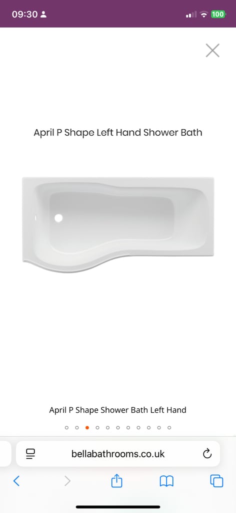 P Shaped Shower Bath and Screen 