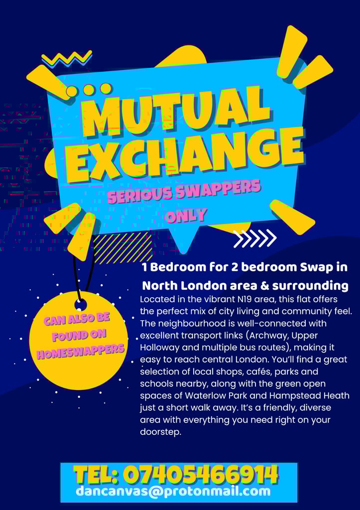 1 Bedroom for a 2 Bedroom Mutual Exchange