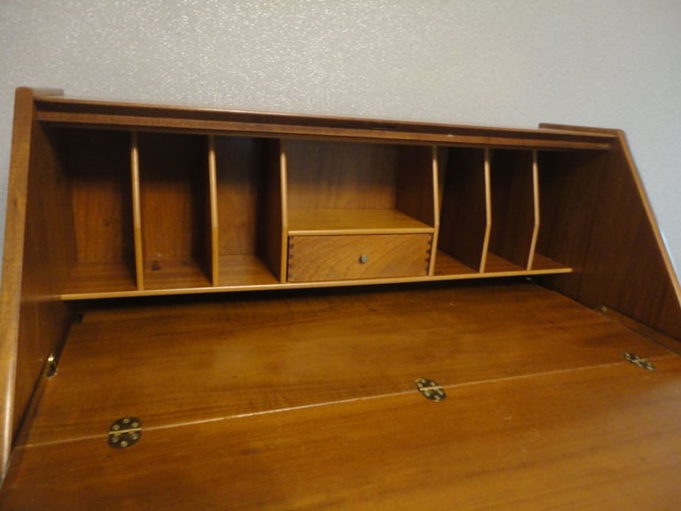 Mid century modern Nathan, retro writing buerau desk,with lock and key