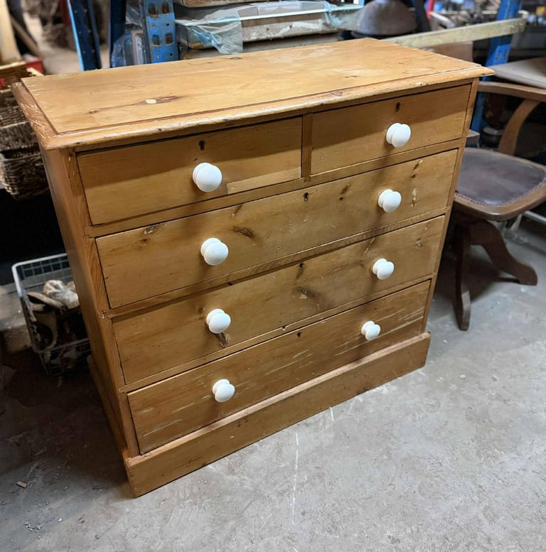 Secondhand Pitch Pine Chest Of Drawers 