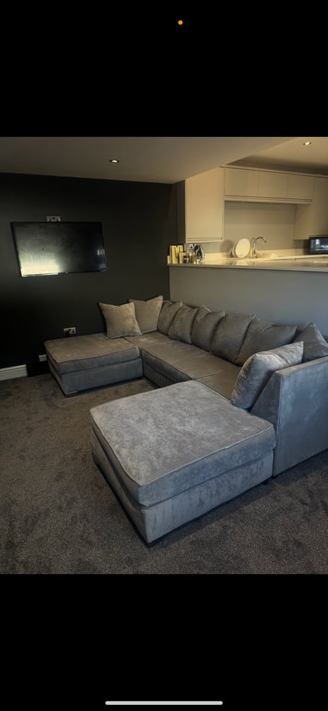 Grey U shaped sofa 