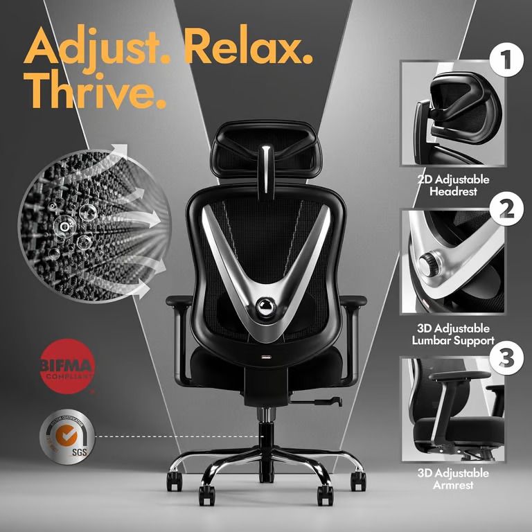 image for Brand New Ergonomic Office Chair with 3D Lumbar Support & 3D Adjustable Armrests