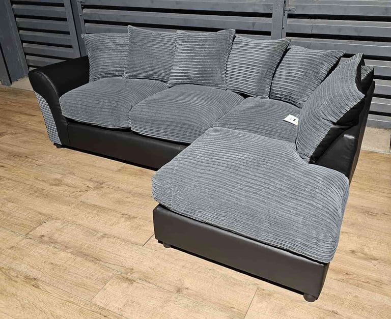 Hardly Used Corner Sofa - Grey/Black.