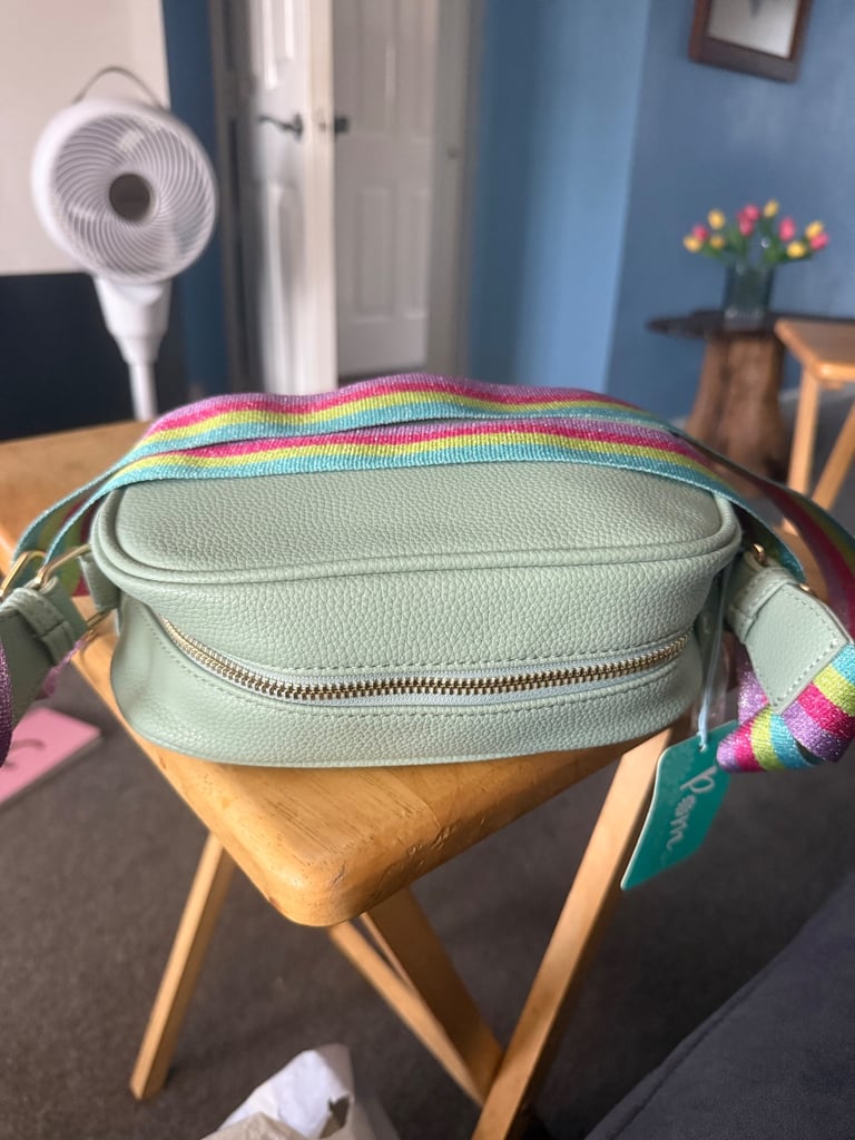 Vegan Leather Camera Bag With Strap | Mint