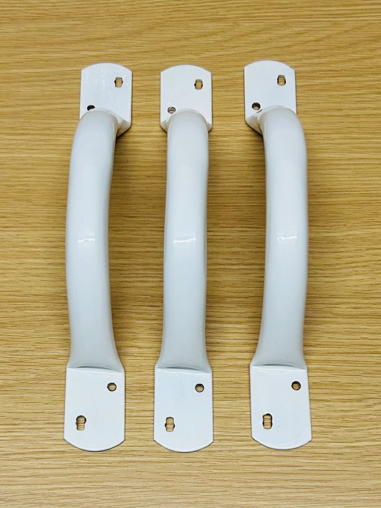 NRS Healthcare Flat End Steel Grab Rail - 30 cm (12 inch) - White Pack of 3