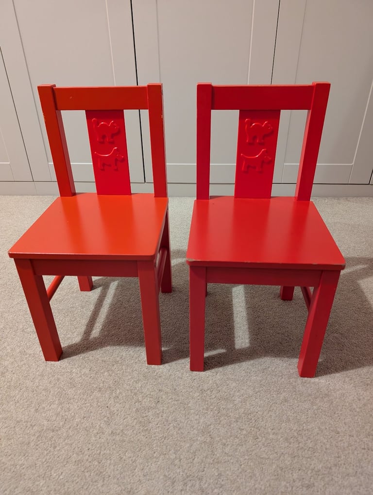 image for Kids red IKEA chairs x 2