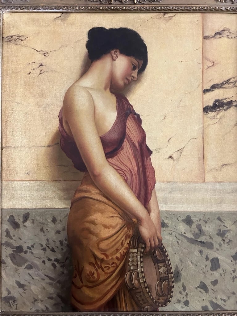 After John William godward (British 1871-1922)The tambourine girl 