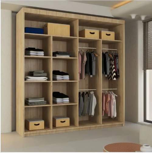 Brand New - Lisbon Mirror Sliding Door Wardrobe - Oak - SAME/NEXT DAY DELIVERY