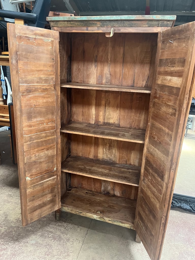 RECLAIMED INDIAN BOAT WOOD STORAGE CUPBOARD GREAT CONDITION ,FREE LOCAL DELIVERY
