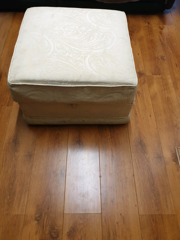 Large Footstool with Storage Neutral Colour with Paisley Print