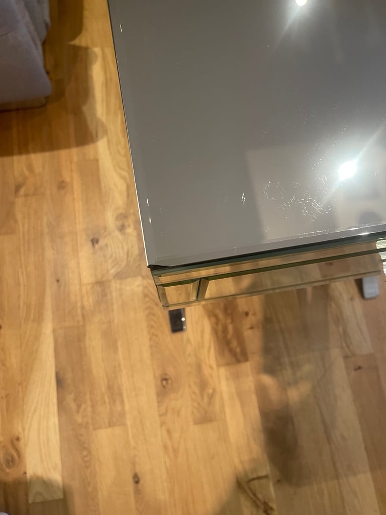 Chrome mirrored bedside tables x2