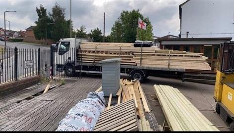 Sectional Wooden Lodge 12m x 3.6m (39ft x 12ft). Dismantled. Delivery available.