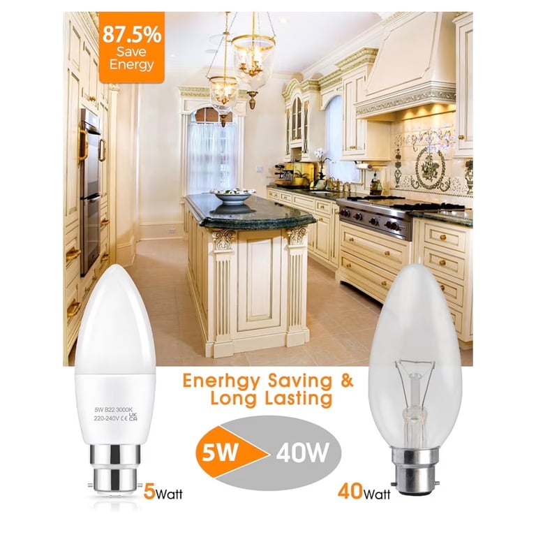 B22 Candle Bayonet Light Bulb, 5W(6 pack) brand new)