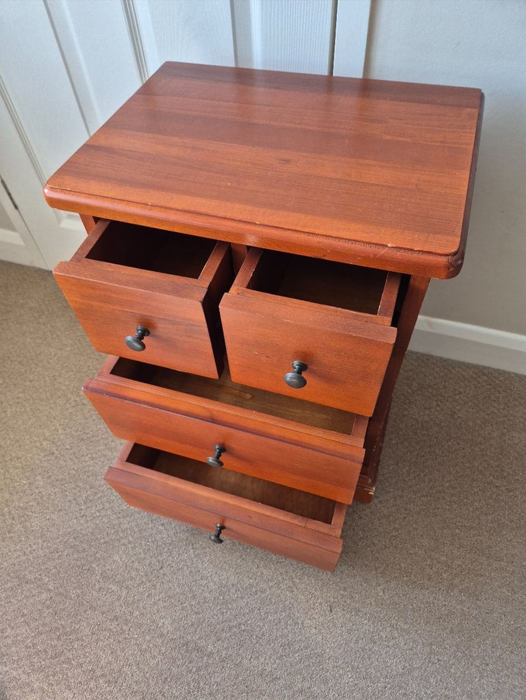 Lovely 2 over 2 small wooden drawer unit - approx 62cm tall x 45cm wide x 33cm deep