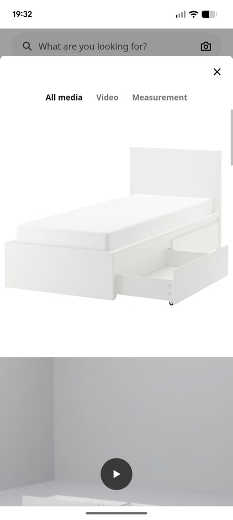 White Single Bed with 2 under bed Drawers