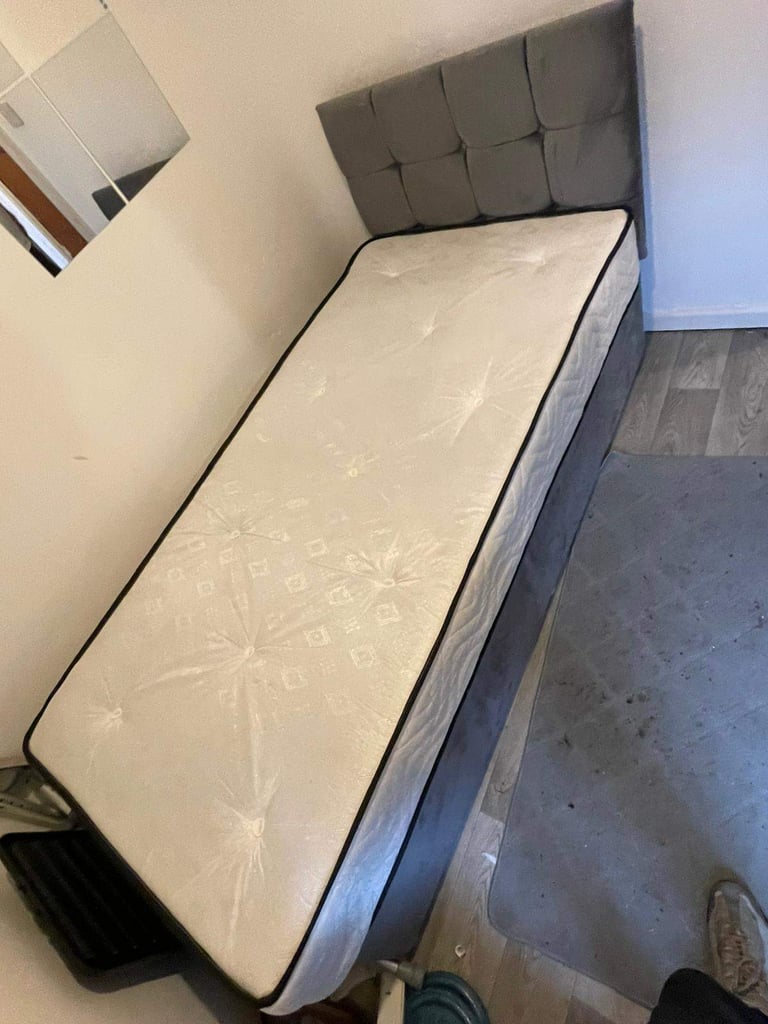 image for Single devan bed with headboard Good fresh condition   £75