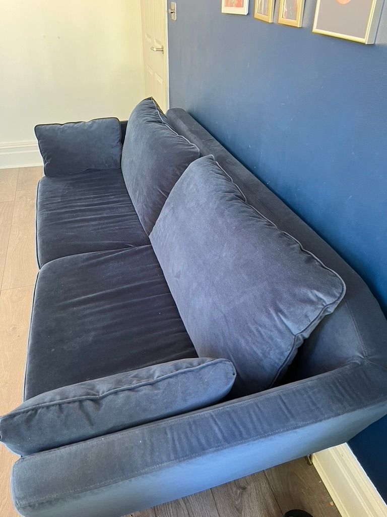 Velvet blue sofa