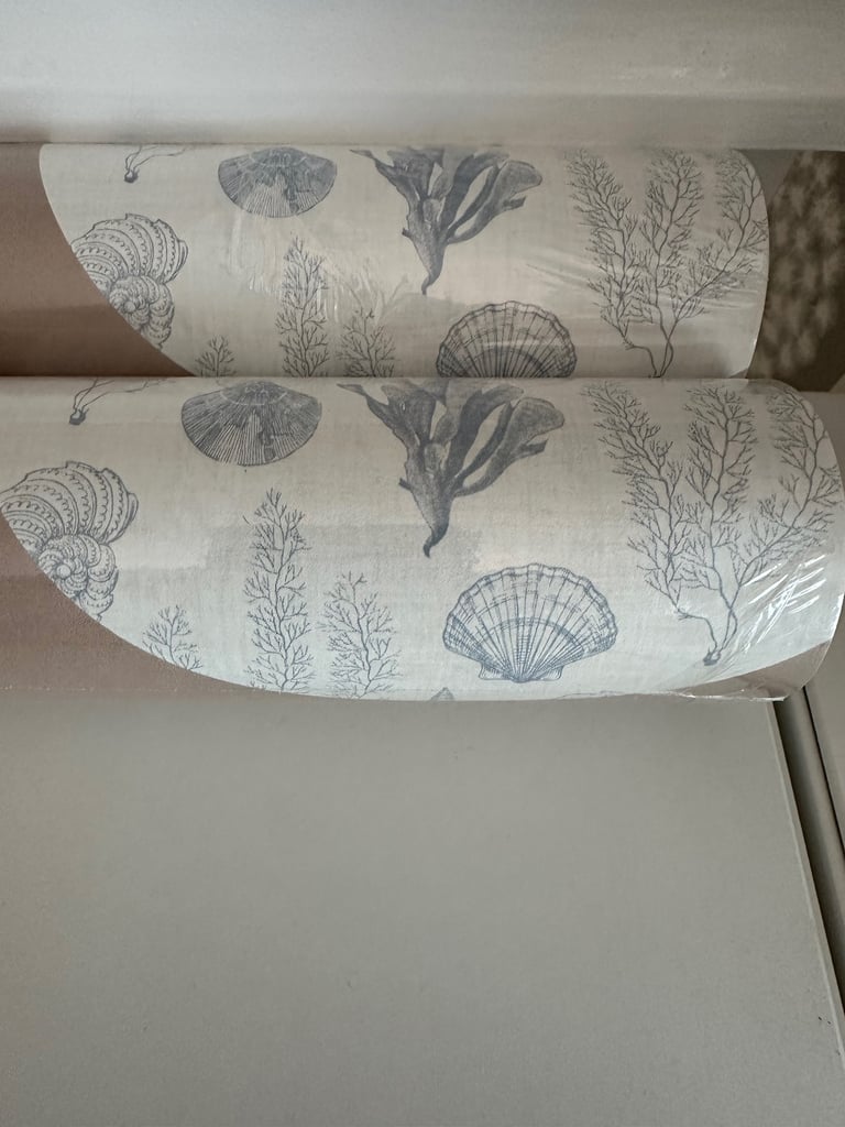 image for 2 Rolls of Fabulous LUCIE ANNABEL Seaside Stroll Wallpaper in Cornflower Blue - BNIB