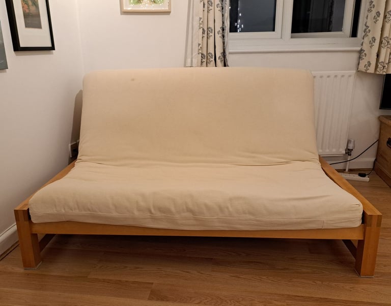 image for Futon Cream Double Sofa Bed