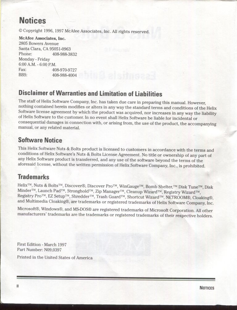 Mcafee Nuts & Bolts Ver 1.0 Guide To Operations Paperback
