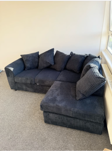 Brand New Dylan L Shape corner Sofa Set in Black Colour - SAME/NEXT DAY DELIVERY