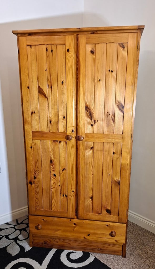image for Plank pine double wardrobe 