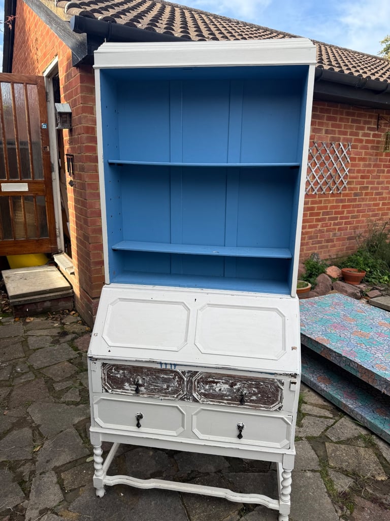 image for Display Cabinet with Fold-Out Desk and Drawers