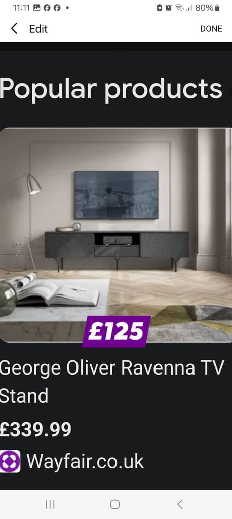 image for new george oliver ravenna tv stand £125 delivered