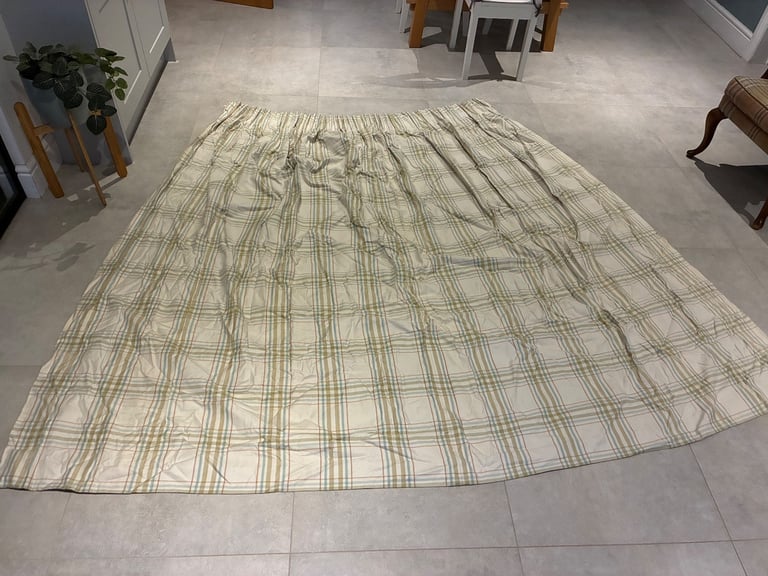 image for Pair of Checked Lined Pencil Pleat Curtains