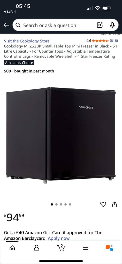 Brand New Unopened Table Top Freezer RRP £95 by Cookology 
