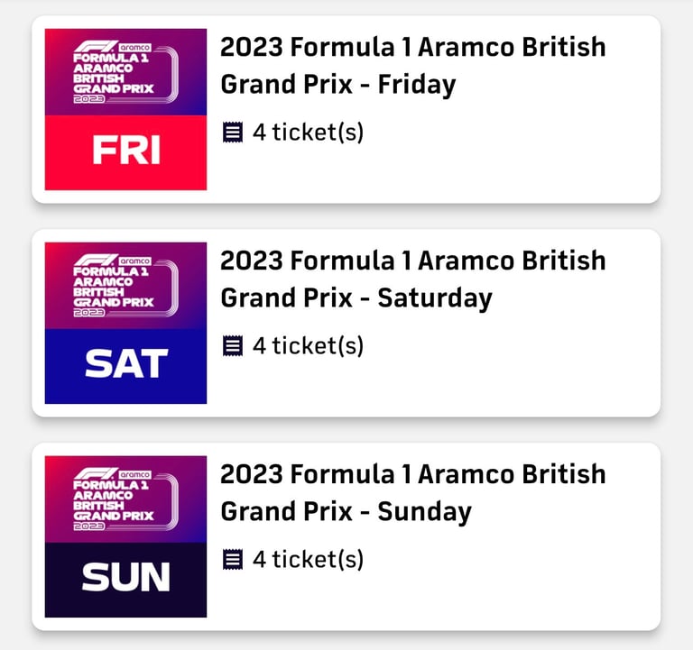 X2 British Grand Prix Weekend Tickets Formula One