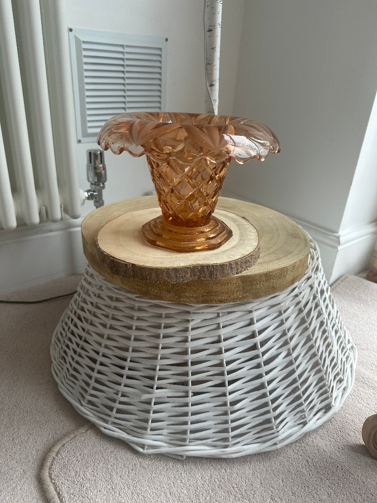 image for Vintage Art Deco Rose Crystal Vase