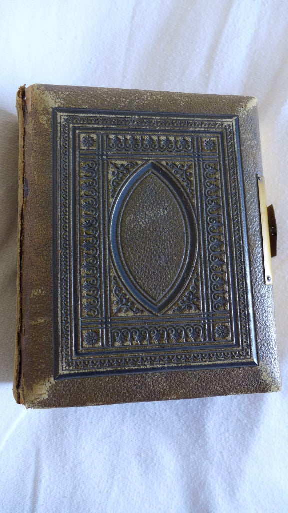LEATHER BOUND ANTIQUE VICTORIAN PHOTO ALBUM. POSSIBLE JOHN GALSWORTHY CONNECTION