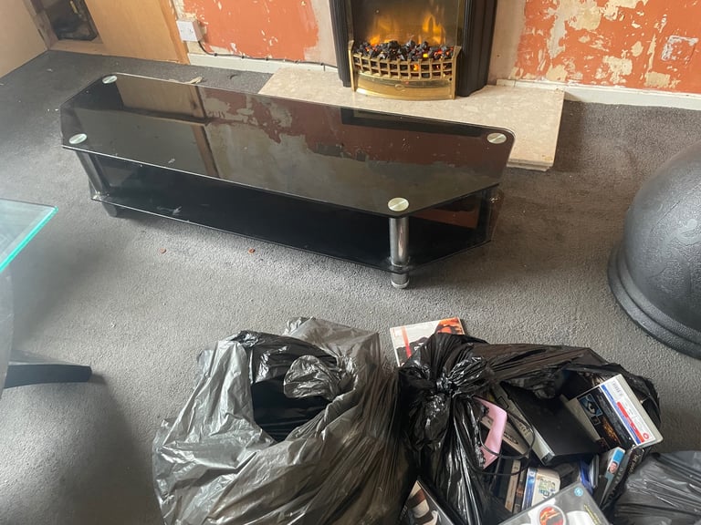 image for Long glass tv stand hold up to a 85” tv