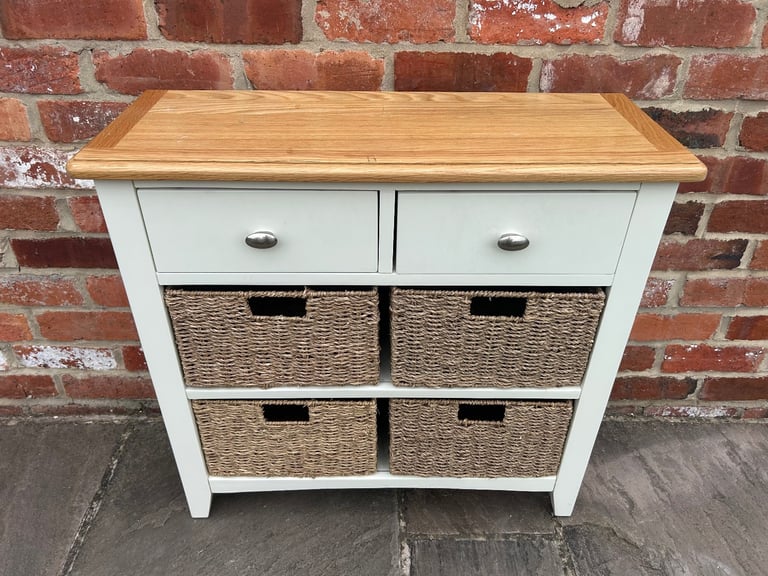 Oak & White Painted Console Table - Good Condition 